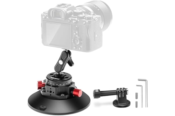 Neewer 6" Camera Suction Mount with Ball Head Magic Arm, Metal Car Mount for Camera/Action Camera/Phone, Air Pump Vacuum Suction Cup on Car or Window Glass with 1/4" 3/8" ARRI Mounting Holes, CA013