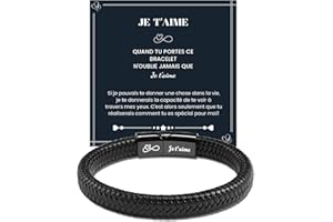 MANVEN Cadeau Homme Papa Frere Bracelet en Cuir Idée Cadeau Saint Valentin Fête des Pères Anniversaire Noël 30 40 50 60 Ans