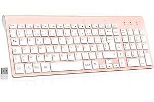 cimetech Clavier sans Fil, Clavier AZERTY Français avec Récepteur Nano USB 2.4GHz Ergonomique Compatible avec Windows/MacOS, Windows PC Laptop - Rose
