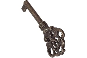 Gedotec - Chiave a mappa singola per serrature di mobili, chiave di ricambio per armadio, H2134, Beethoven, 38 mm, ottone, colore marrone brunito , 1 pezzo, chiave per mobili antichi, stile vintage