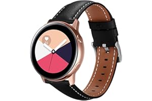 BYISYUE Skórzany pasek do Samsung Galaxy Watch 7/Watch 6 Classic/Watch 5 Pro/Watch 4, 20 mm sportowy pasek zastępczy do Galaxy Active 2/Watch 3/Gear S2/Gear 2