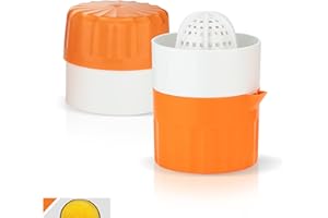 ‎BÖRNER Börner Saftpresse • Zitruspresse für frische Obst- & Gemüsesäfte • Entsafter mit Saftbehälter • Orangenpresse & Zitronenpresse manuell • Handpresse • Fruchtpresse • Farbe: Orange