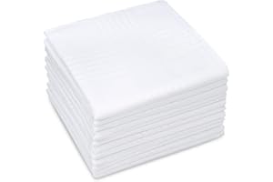 LULUSILK Weiße Herren Taschentücher Stofftaschentücher 100% Baumwolle, 40 cm x 40 cm