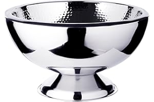 EDZARD secchiello per Champagne Cadiz 10,5 litri con diametro 43 cm, martellato all'interno, a doppie pareti per maggiore prestazione di isolamento(secchielo per spumante,vino e bottiglia)