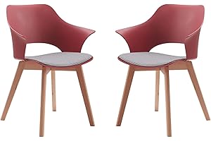GrandCA HOME 2er-Set Nordischen Küchenstühlen, Esszimmerstuhl mit Massivholzbeinen, Gepolsterte Stühle für Schlafzimmer, Wohnzimmer, Küche, Rot
