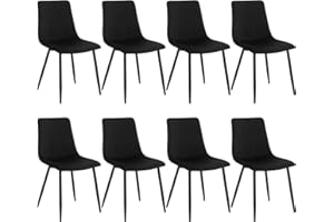 ‎KLIHOME Klihome Esszimmerstühle 8er Set, für Schlafzimmer Küche Wohnzimmer, Küchenstühle gepolstert mit Rückenlehne Metallbeinen, Sitzfläche aus Samt, Schwarz