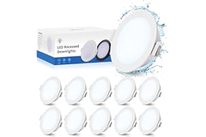 Gr4tec Spot LED Encastrable Extra Plat, Spot IP65 Salle de Bain 6500K Blanc Froid 400LM, Spots de Plafond Trou 68-80mm, 220V Éclairage Encastré pour Salon Cuisine Chambre Couloir, Lot de 10