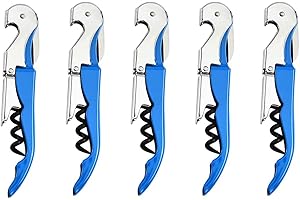MADEHAY Kellnermesser Edelstahl, 68g Heavy Duty Edelstahl Wine Key,Korkenzieher Weinöffner mit (blau/5 Stück)