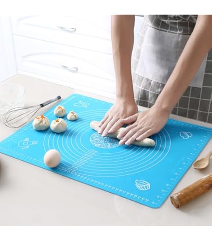 Igadgitz Home U6757 Petit Rouleau à Pâtisserie Antiadhésif En Silicone Avec Poignées En Bois Pour Pâtisserie Pâtisserie Rouleau Fondant Pizza Bleu 30 Cm