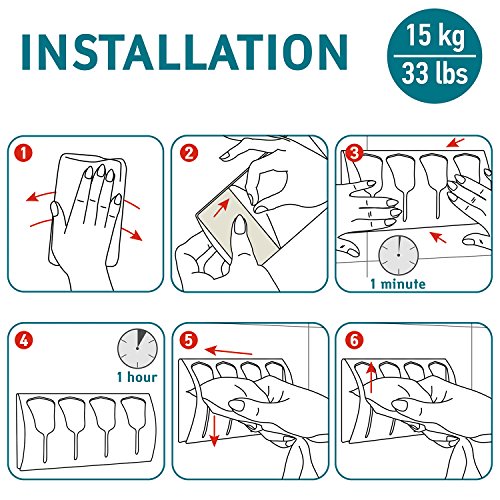 Tatkraft Florida 4 Handtuchklemmen Handtuchklemmleiste Bad und Küche Stark Selbstklebend Edelstahl - 5