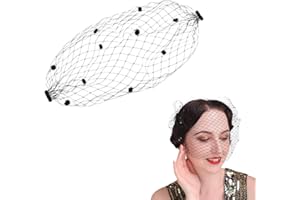 FINGERINSPIRE Voile D'oiseau de Mariage Noir avec Boule de Nylon Fascinateur de Visage en Maille avec Peignes Fascinateur de Visage en Maille Bandeau de Tête Fascinateur Mariage Tea Party Fascinateur