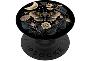 MOTH MERCH PopSockets Pop Grip:Motte Mond Blumen Astrologie Himmlisch PopSockets mit austauschbarem PopGrip