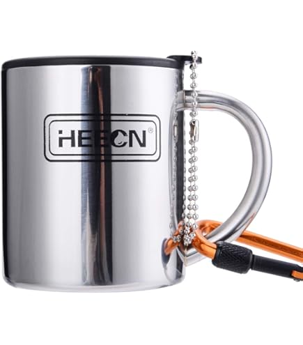 Tazza Termica In Acciaio Inox 304 Per Escursionismo - 280ml Con Manico A Moschettone - Foto 8