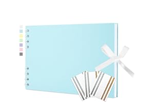 Vienrose Album Fotografico Scrapbook fai da te con 40 Pagine Bianche Spiralalbum per Baby Shower, Matrimonio e Compleanno, 15x21,6 cm Azzurro