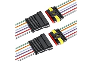 Aiqeer 2 Set 6 Pin Car Waterproof Electrical Wire Connectors with 16 AWG Pre-Wired, Car Waterproof Electrical Connector Plug Socket Kit