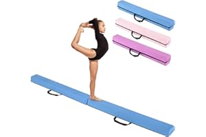 HOMFME Poutre Gymnastique Pliable 210 CM en Mousse, avec Surface en Daim, Poutre d’Équilibre Intérieur Amovible Transportable avec Poignée, Patin Antidérapant, Idéal pour Débutants, Enfants