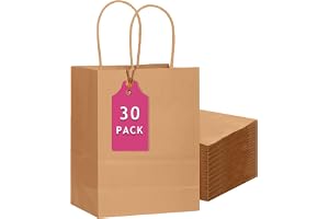 Gcardist Bruna presentpåsar med handtag, 30-pack, 33 x 26 x 12 cm (stor storlek), kraftpapperspåsar för flera användningsområ