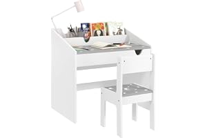 AIYAPLAY Skrivbord och stol set för barn från 3 till 6 år, barn skrivbord med stol, skjutlåda, barnbord med stol för sovrum, lekrum, dagis