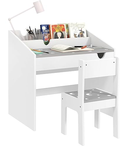 Set Scrivania E Sedia Bambini Relax4Life - Regolabile, Piano Inclinabile, Grigio, Portata 100kg - Foto 8