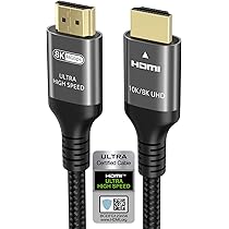 Cavo HDMI 2.1 TechExpert 2m 8K 4K 120Hz Ultra HD 48Gbps - Tripla Schermatura In Nylon, Connettori Dorati, HDR, EARC, VRR, Per PS5, Xbox, TV Samsung/LG/Sony