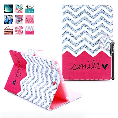 iPad Mini 3 Hülle, Deenor Wavy Pattern PU Leder Abdeckung Stand Flip Schutzhülle Hülle für Apple iPad Mini 1/2/3 Generation. (Wavy)