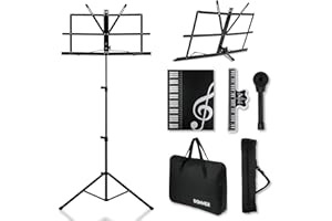 Donner leggio per spartiti 2-in-1 leggio da tavolo a doppio uso DMS-2 leggio portatile pieghevole leggero per chitarra, ukulele, violino nero con borsa