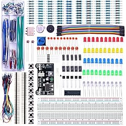 ELEGOO Kit Mejorado de Componentes Electrónicos con Módulo de Alimentación, Placa de Prototipos (Protoboard) de 830 Pines, Cables Puente, Potenciómetro, para Arduino, STM32, Raspberry Pi