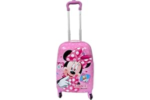 JUST4BABY Children Kids Holiday Travel Character Suitcase Luggage Trolley Bags 18" Minnie Mouse