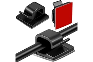 MAITYS 60 Pezzi Clip per Cavi da Esterno con Nastri Adesivi Clip di Luce Decorazione Clip Ganci Autoadesivi Fermacavi per Luce Fata (S, Nero)