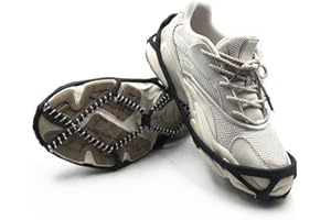 DIOCHE Ice Snow Grips, Anti-Slip Shoes Ice Grippers, Winter Walker Traction Device, Ice Spikes Traction Cleats Crampons for Running,Hiking,Climbing,Fishing,Running