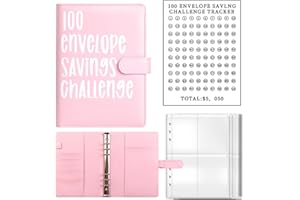 XUJAIOLQP Raccoglitore per sfide da 100 buste, libro di risparmio con buste per contanti, raccoglitore di contanti Risparmio $5.050 Raccoglitore per sfide con busta per pianificatori di bilancio e risparmiatori