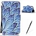Produktbild Feeltech HUAWEI Y6 II/Honor 5A Hülle,HUAWEI Y6 II/Honor 5A Magnet Leder Wallet Cover,Elegant Soft PU Kartenfach Extra Dünn Tasche Bunte Relife-Muster [Stand Funktion] Karte Halterung Klapp hülle Flip Book Design Case Flexible TPU Ultra Slim Inner Bumper Tasche mit Landyard [Free Stylus] für HUAWEI Y6 II/Honor 5A - Blaues Blatt