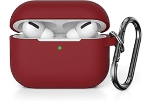 KOKOKA Custodia in Silicone Compatibile con AirPods Pro 2, Case Cover Protettiva in Premium Silicone per Airpods Pro 2 (2022 Released) Custodia con Moschettone, LED Frontale Visibile, Burgundy