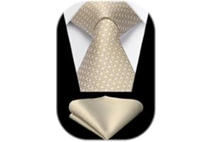 HISDERN Corbatas para Hombre de Boda Modernas Houndstooth Conjunto Corbata y Pañuelo Clásico de Business