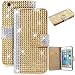 Produktbild GrandEver iPhone 6 Plus/iPhone 6S Plus Diamant Lederhülle Glitter Glitzer Shiny Glanz Sparkle Clear Glänzend Flip Wallet Case PU Ledertasche Hülle Backcover Handyhülle Schutz Hüllen im Bookstyle Ledertasche mit Standfunktion Kartenfächer Magnetverschluss Etui Schale Schutzhülle(Gold)