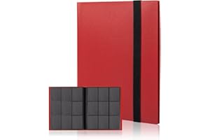 efunkdog Card Binder, 9 Pocket Trading Card Album Folder, 360 Side Loading Pocket Binder for TCG, Sport Cards (Red)