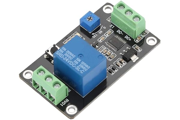 Timerrelä 5V/12V/24V Reläfördröjningstid Självlåsande styrenhetsmodul Power-on Delay Trigger Super 555 Timer Switch (DC24V)
