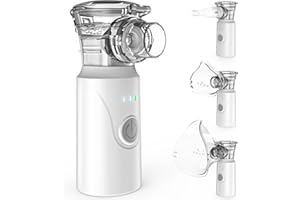 Nigecue Inhalationsgerät Tragbar Vernebler Set Leises Inhalator Verneblergerät mit Mundstück und 2 Maske für Kinder und Erwachsene, USB Wiederaufladbar