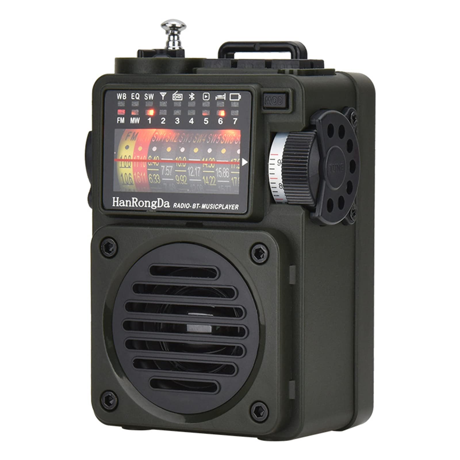 Portable Shortwave Radio FM MW SW WB Receiver Full Band Radio Bluetooth Speaker Music Player Personal Radio Support TF Card Sleep Time 6 EQ Modes