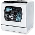 Hermitlux Table Top Dishwasher, Mini Countertop Dishwasher with 4 Place Settings, 5L Built-in Water Tank, 6 Programmes, Touch Control, Baby Care and Fruit Wash, White