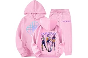 GENERIC K pop Demon Hunters Tracksuit for Girls Kids Hoodie Set Casual Long Sleeve Printed Suits Kids Hoodies and Pants 2 Pieces Outfit Cartoon Graphic Tracksuit Set Vintage Y2k Streetwear