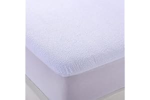 YIBO Protector de colchón, Cubre colchón Ajustable, de Rizo, Impermeable y Transpirable, 50% Algodón, Todas Las Medidas, Cama 135 x 190/200 cm