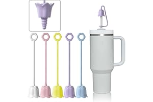 NEEPANDA 5 szt. Silikonowa osłona ze słomki, kompatybilna z kubkiem Stanley, wielokrotnego użytku, łatwe do czyszczenia, pyłoszczelne nakładka na słomkę kwiatową, kompatybilna ze słomkami 6-10 m (wielokolorowa