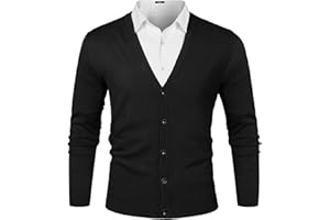 iClosam Cardigan Homme Gilets Pull Col en V en Coton Soft en Tricot à Manches Longues à Boutons Casual Couleur Unie