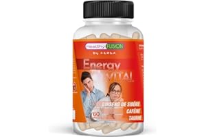Healthy Fusion Energy Vital | Formula energizzante e anti-fatica efficace | Eleuterococco + Taurina + Caffeina | Stimolante 100% naturale | Migliora e potenzia le performance fisiche e mentali | 60u