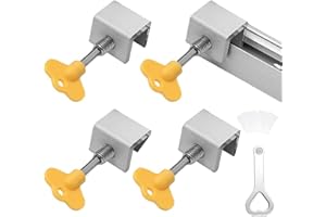 DURDIIY 4 Pack Cerradura de seguridad para ventana Cierre ventana corredera aluminio con chiavi, Cerraduras correderas para ventanas ajustable, Cerradura puerta corredera para niños & Mascotas, antirrobo