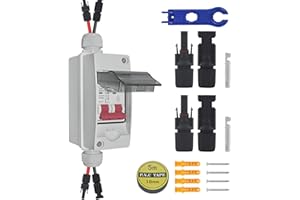 Aiyomi DC Trennschalter PV Anlage, Leitungsschutzschalter Sicherungsautomat 2 polig 32A 12V-500V mit Kabel Solarstecker IP65 Wasserdicht Gehäuse Schutzschalter für Solaranlage