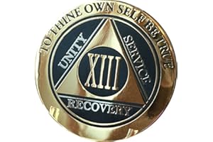 RecoveryChip 13 Year AA Medallion Elegant Black Gold Silver Bi-Plated Alcoholics Anonymous Chip