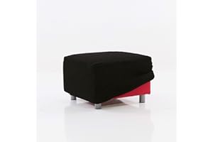 MAXIFUNDAS FUNDAS DE SOFA & CHAISE LONGUE MAXIFUNDAS - Funda de Puff XL RELIVE Negro. Válido para Puffs de 60 a 90 cm Cada Lado