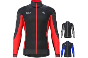 FDX Men’s Thermodream Winter Cycling Jersey Long Sleeve, Water Resistant, Windproof, Thermal, Lightweight, Warm Super Roubaix Fabric, Cycle Top, Bicycle Riding Sports MTB Clothing